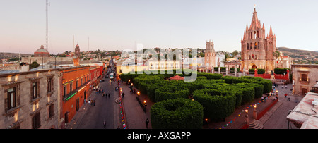 San Miguel de Allende in der Abenddämmerung, Mexiko Stockfoto