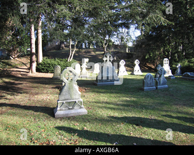 Grabstein in einem alten Friedhof Mt. Auburn Friedhof Stockfoto