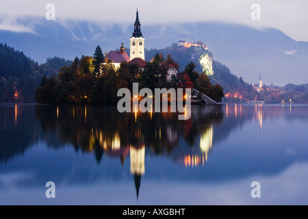 Kirche Mariä Himmelfahrt, Lake Bled, Slowenien Stockfoto