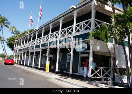 PIONEER INN, ERBAUT IM JAHRE 1901, IST EIN HISTORISCHES HOTEL IN LAHAINA, INSEL MAUI, HAWAII Stockfoto