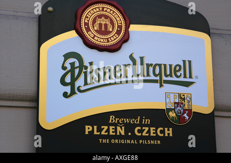 Prag, Pilsner Urquell zu unterzeichnen Stockfoto