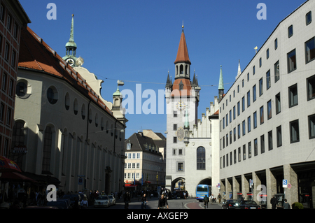 München, Kirche in der Innenstadt, Spielzeugmuseum Stockfoto