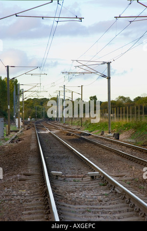 Bahnstrecke in der Nähe von Haughley in Suffolk, UK Stockfoto