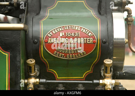 Motorplatte auf eine Aveling Dampfzylinder Walze Great Dorset Steam Fair UK Stockfoto