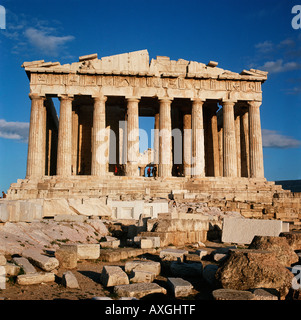 Der Parthenon, die Akropolis, Athen, Griechenland, bei Sonnenuntergang Stockfoto