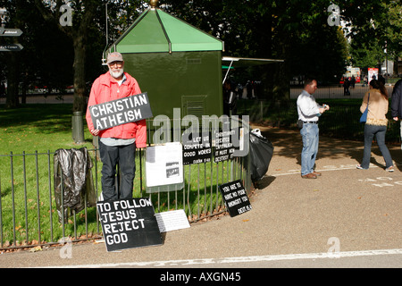 Christlichen Redner bei Speakers Corner Hyde Park London UK Stockfoto