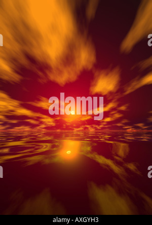 Sonnenuntergang über dem Meer Raummotive Über Dem Meer Stockfoto