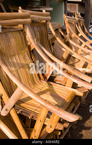 Stock Foto von Bambus und Palmen Wedel Liegestühle am Nyaungshwe am Inle-See in Myanmar 2006 Stockfoto