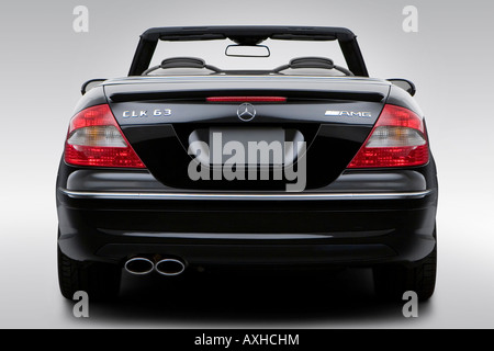 2008 Mercedes-Benz CLK-Klasse CLK63 AMG in schwarz - Low/Wide hinten Stockfoto