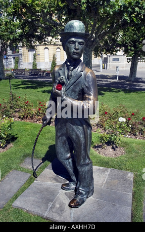 Statue von Charlie Chaplin in Vevey Stockfoto