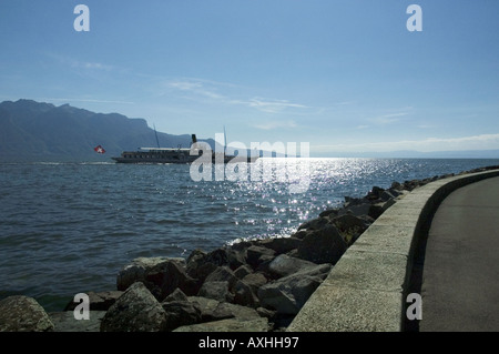 Fahrtenyacht am Genfersee Stockfoto