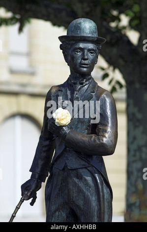 Statue von Charlie Chaplin in Vevey Stockfoto