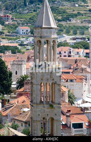 Glockenturm der Stadt Hvar Kroatien Stockfoto