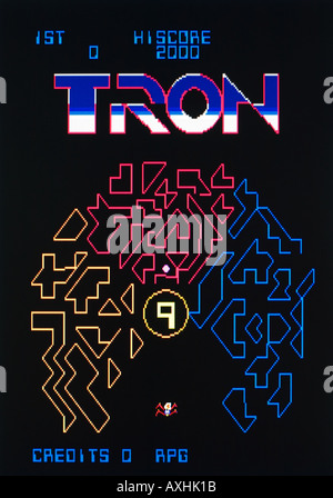 Tron Bally Midway Mfg Co Walt Disney Productions 1983 Vintage Arcade Videospiel Screenshot - nur zur redaktionellen Nutzung Stockfoto