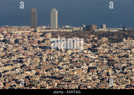 Ausblick auf Barcelona vom Collserola Berg, Spanien Stockfoto