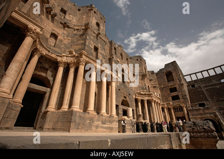 Syrien Bosra ayyubidische Festung, enthält das römische Amphitheater Stockfoto