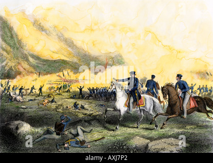 General Zachary Taylor Kommandeur der US-Truppen gegen die mexikanischen Truppen unter Santa Ana bei Buena Vista 1847. Handcolorierte Stahlstich Stockfoto