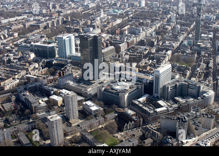 Hohen Niveau schrägen Luftbild südöstlich von Tottenham Court Rd BT Tower Euston Tower London NW1 W1 England UK Feb 2006 Stockfoto