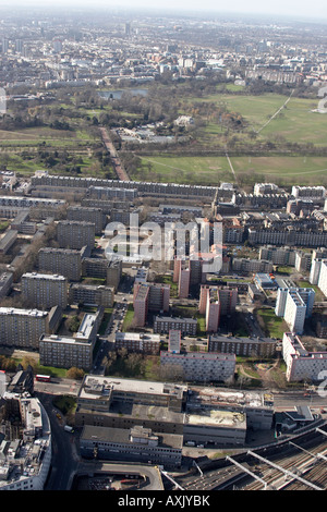 Hohen Niveau schrägen Antenne anzeigen westlich von Rat Estsate Regent Park Marylebone Camden London NW1 NW8 England UK s Feb 2006 Stockfoto