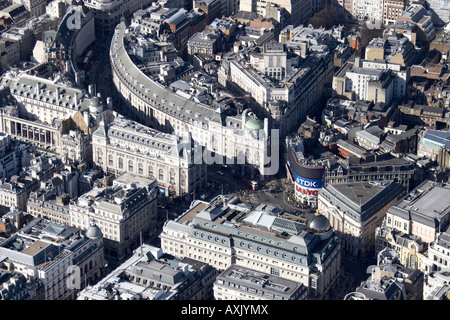 Hohen Niveau schrägen Luftbild Norden westlich von West End Piccadilly Circus und Regent Street London W1 und SW1 England UK Feb 2006 Stockfoto