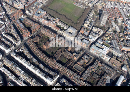 Hohen Niveau schrägen Luftbild Norden östlich von Westminster School Spielfeld und Pimlico London SW1 England UK Feb 2006 Stockfoto