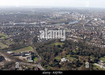 Luftbild Südwesten Chiswick House und Themse nach Kew Chiswick London W4 TW9 England UK Feb 2006 Stockfoto