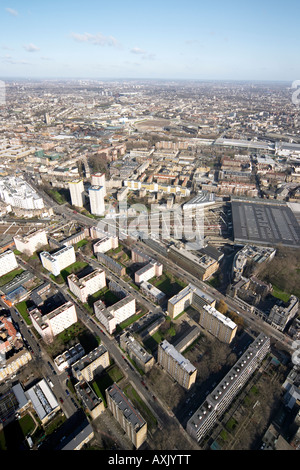 Hohen Niveau schrägen Luftbild Norden östlich von Euston Station London NW1 England UK Feb 2006 Stockfoto