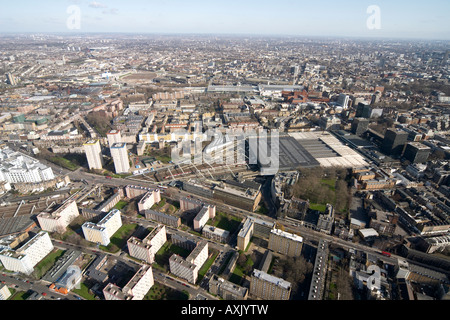 Hohen Niveau schrägen Luftbild Norden östlich von Euston Station London NW1 England UK Feb 2006 Stockfoto