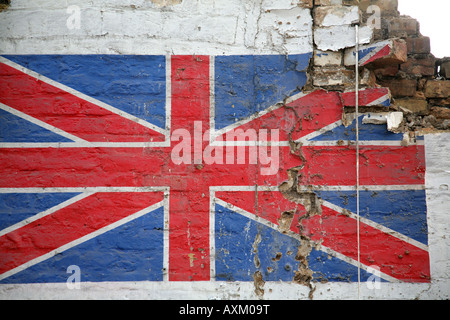 Union Jack Wandbild, Süd-Ost-London, UK. Stockfoto