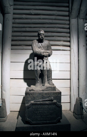 Eine Statue von Józef Piłsudski hergestellt aus Steinsalz bei der UNESCO geschützt Salzbergwerk in Wieliczka, Krakau, Polen. ISO 400 Stockfoto