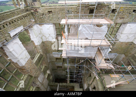 Old Hardwick Hall unter Restaurierung Stockfoto