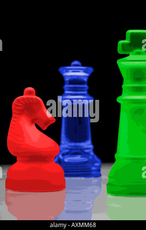 3-Farben-Schach-Satz Stockfoto