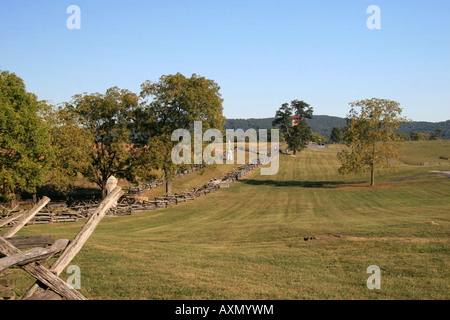 Auf der Suche nach ca. östlich in Richtung der Sunken Road (Bloody Lane) in Antietam National Battlefield, Sharpsburg, Maryland. Stockfoto