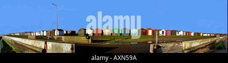 Panorama des Beachuts in Dovercourt Schach in Essex, England Stockfoto