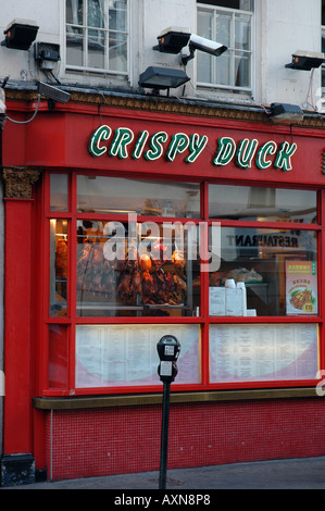 Knusprige Ente-Restaurant in der Wardour Street in London Chinatown Stockfoto