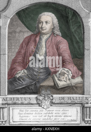 Albrecht von Haller (1708-1777) war ein Schweizer Anatom und Physiologe. Stockfoto