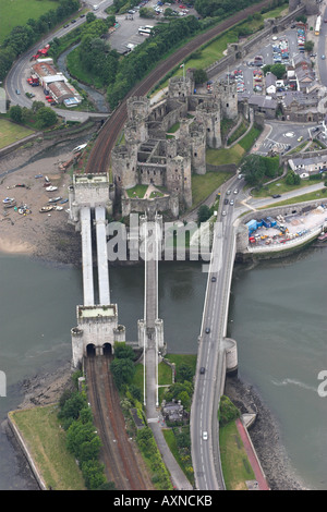 Conwy Castle Brücken über den Fluss Conwy North West Wales Stockfoto