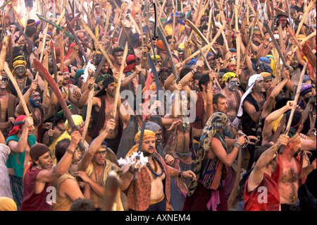 Mauren und Christen kämpfen es heraus in Pollensa, Mallorca Stockfoto