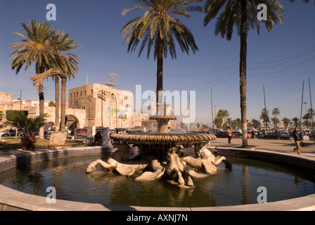 Italienische Brunnen Green Square Tripolis Libyen Stockfoto