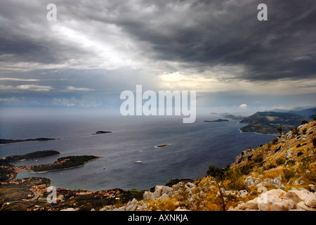 Gewitterwolken über der Adria über Cavtat Dalmatien Kroatien Stockfoto