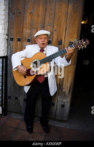 Mexikanische Mariachi Guitar Player spielt bei der Segnung der Tiere-festival Stockfoto