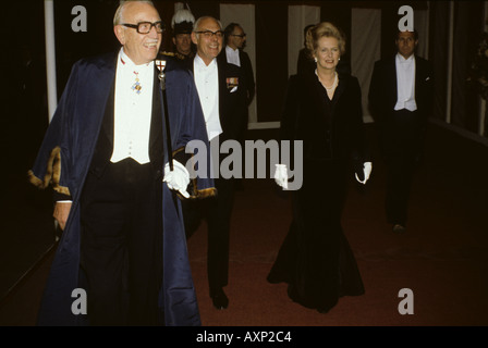 Britische Prime Minster Margaret Thatcher kommt in der Guild Hall für den Oberbürgermeister Bankett UK London Stockfoto