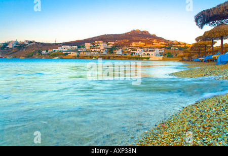 Ornos Beach auf der Insel Mykonos, Griechenland, Europa Stockfoto