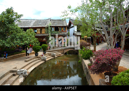 Straßenszene von Altstadt Lijiang, Yunnan, China. Stockfoto