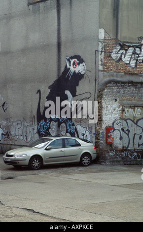 Banksy Kunstwerk im Parkhaus in Ost-London Shoreditch Stockfoto