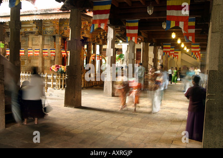 Blick auf Menschen im Inneren Tempel des Zahns, Kandy, Sri Lanka, Asien Stockfoto