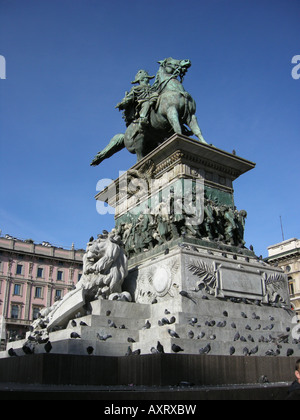 Vittorio Emanuele II-Denkmal in Piazza Duomo Milano Lombardia Italia - Europa Nord-Italien Stockfoto