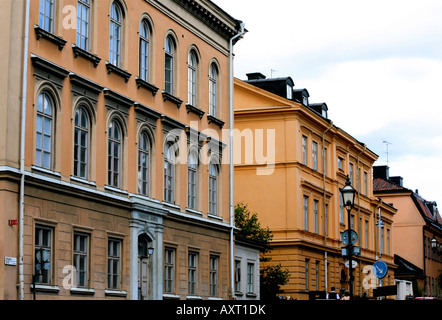 Historische Gebäude in orange Farben Stockfoto