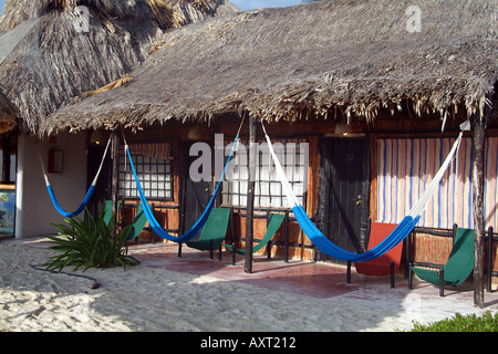 Thatched Dach Palapas Playa Del Carmen Mexiko Stockfoto