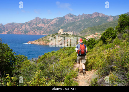 Ansicht von Girolata, Korsika, Frankreich Stockfoto